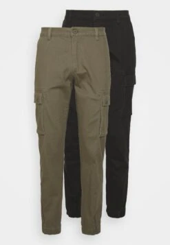 Pier One 2 Pack - Pantalones Cargo - Olive/Black -Ropa De Hombre Ventas 07d111b72b7b4304bcd405fc18ad6beb