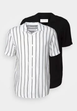 Pier One 2 Pack - Camisa - Black/White -Ropa De Hombre Ventas 3fe10c51a5864c25954f7afee7966589