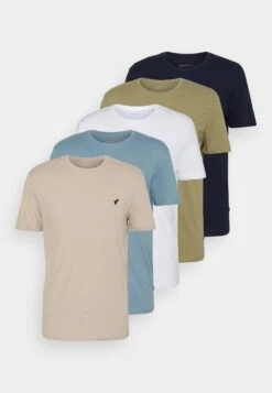 Pier One 5 Pack - Camiseta Básica - Beige/White/Light Blue -Ropa De Hombre Ventas 66878d61f9284197b4395faece75418c
