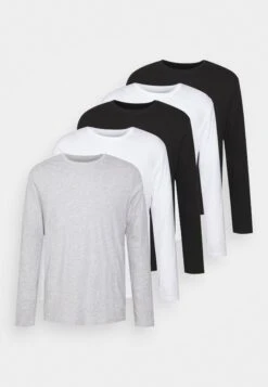 Pier One 5 Pack - Camiseta De Manga Larga - Light Grey/White/Black -Ropa De Hombre Ventas 89a801e7bd5f4f2d8a995f5d7c394e4a