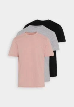 Pier One 3 Pack - Camiseta Básica - Mottled Light Grey/Pink/Black -Ropa De Hombre Ventas 99867f7702c549b5b66de9a87bff9eae