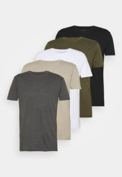 Pier One 5 Pack - Camiseta Básica - White/Dark Grey/Black -Ropa De Hombre Ventas c8b9f5cce9884e23aebd3711252e2349
